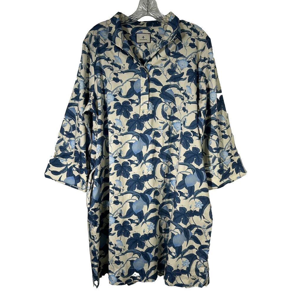 Tuckernuck Bonnie Blossom Megan Mini Floral Shift Dress 2XL Blue Summer Casual - Picture 3 of 14